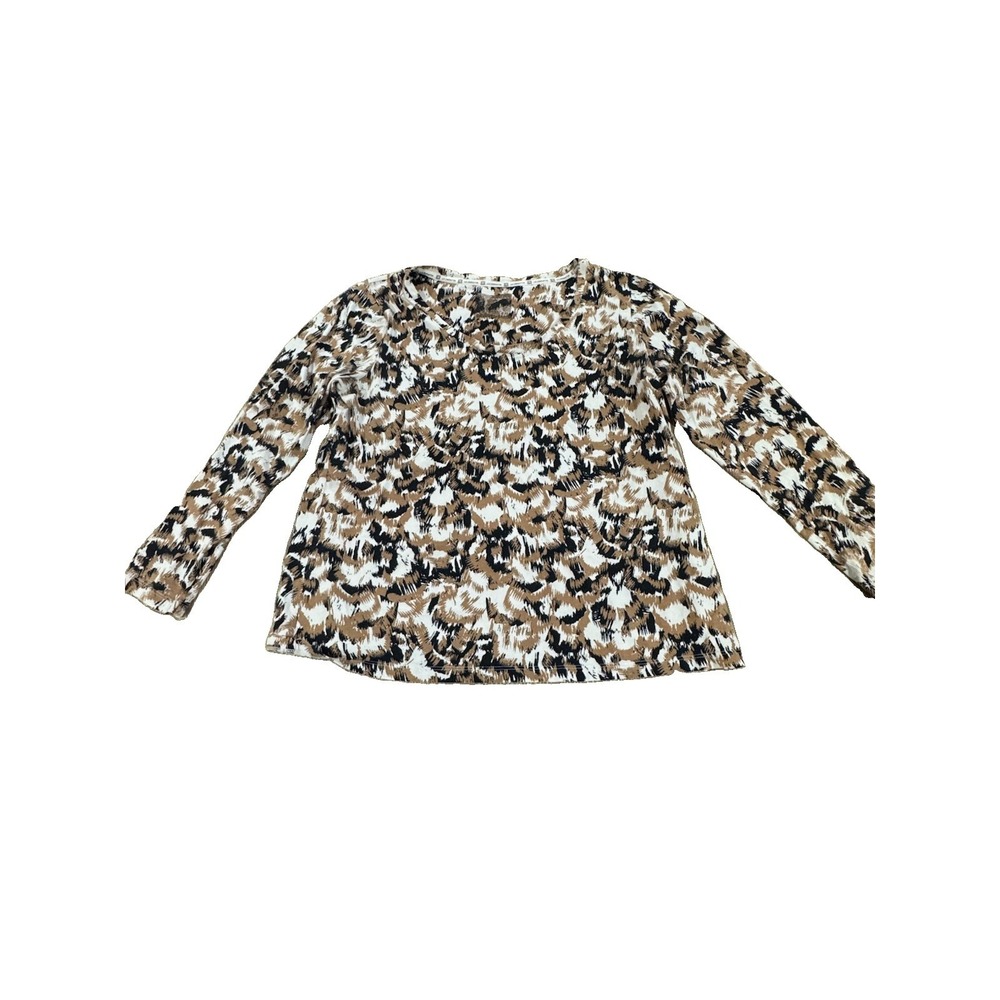 Vintage 90s Y2K Liz Claiborne Long Sleeve Animal Print Top Women's Medium Abstra